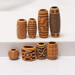 BRAID RINGS (Στολίδια για πλεξούδες) Wood 6τμχ