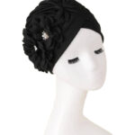 Τουρμπάνι Pearl Flower Side - Black