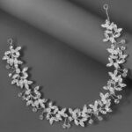 Νυφική γιρλάντα Silver Flower  με strass και πέρλες