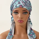 Τουρμπάνι Μαλλιών Loose  - Long Cyan & Rose