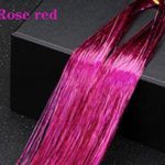 HAIR TINSEL 90cm - ROSE RED
