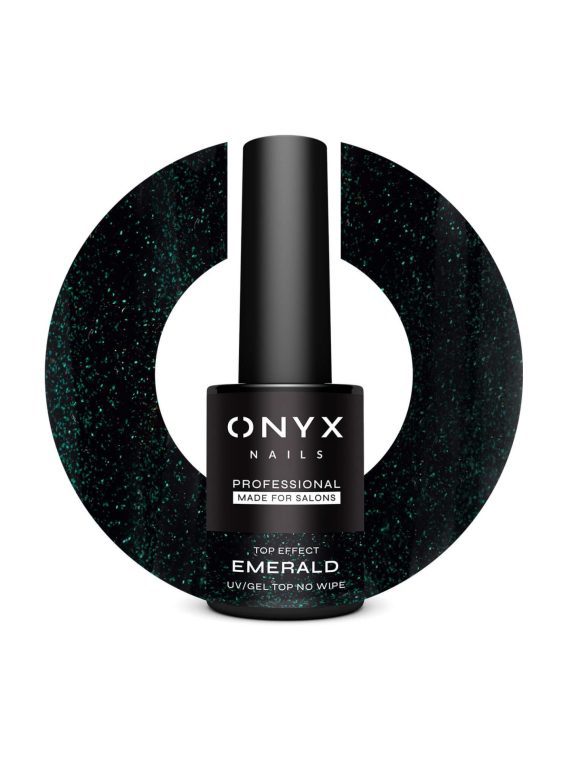 ONYX NAILS - TOP COAT NO WIPE EFFECT 7ml T08 Emerald - Image 1