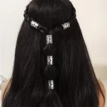 BRAID RINGS (Στολίδια για πλεξούδες) Tube hollow out Boho Silver 2τμχ