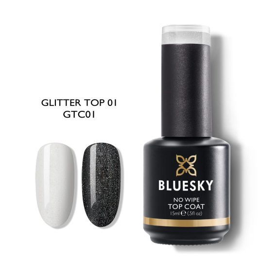 BLUESKY TOP COAT NO WIPE GLITTER 15ml - GTC01 - Image 1