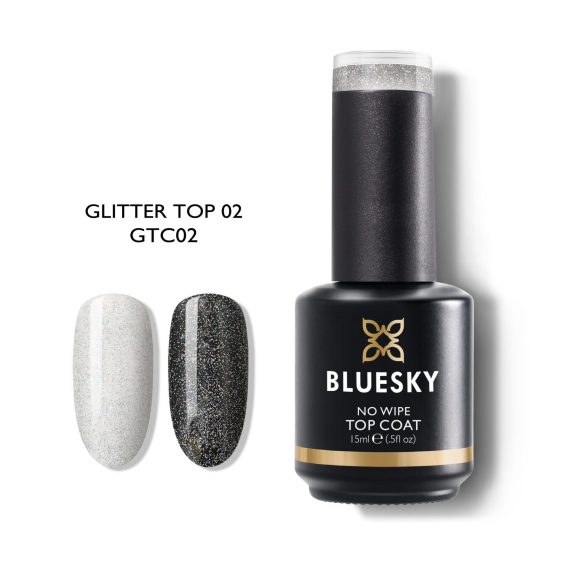 BLUESKY TOP COAT NO WIPE GLITTER 15ml - GTC02 - Image 1