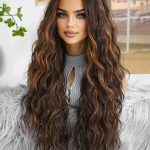 ΠΕΡΟΥΚΑ ΓΥΝΑΙΚΕΙΑ #312 Καστανό wavy με μελί ανταύγειες - Long
