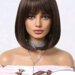 ΠΕΡΟΥΚΑ ΓΥΝΑΙΚΕΙΑ #207/B Καστανό Σοκολατί Καρέ με αφέλειες - Short