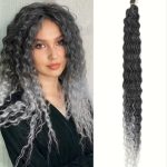 BRAID HAIR WAVY for CROCHET 75cm #T1B/Gray Ombre XL