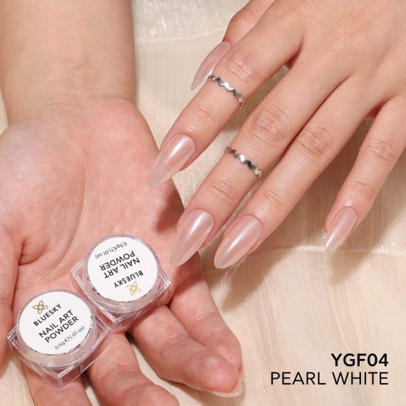 BLUESKY NAIL ART CHROME POWDER #YGF04 Pearl White - Image 5