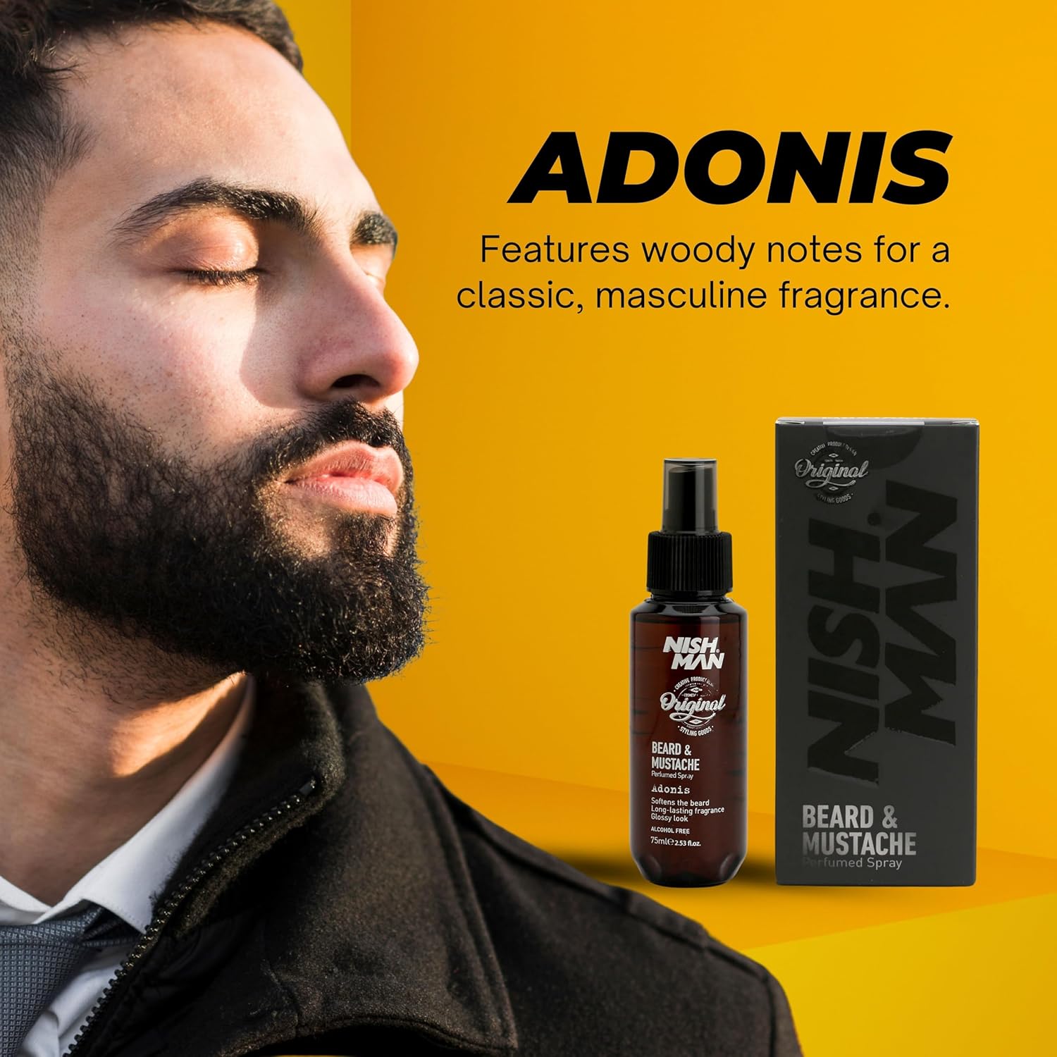 NISHMAN ADONIS 1 NISHMAN BEARD & MOUSTACHE PERFUMED SPRAY 75ml - ADONIS - Image 3