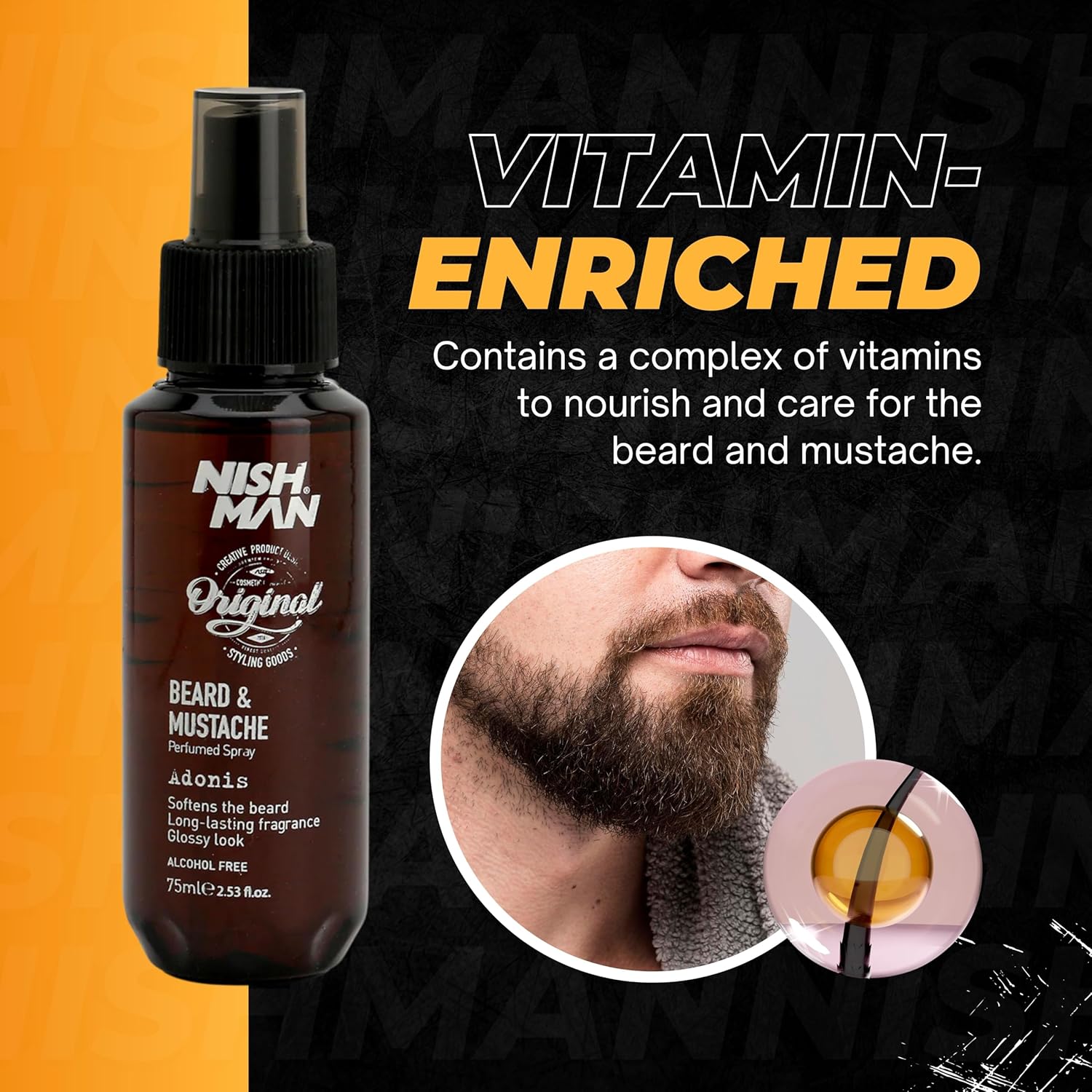 NISHMAN ADONIS 2 NISHMAN BEARD & MOUSTACHE PERFUMED SPRAY 75ml - ADONIS - Image 2