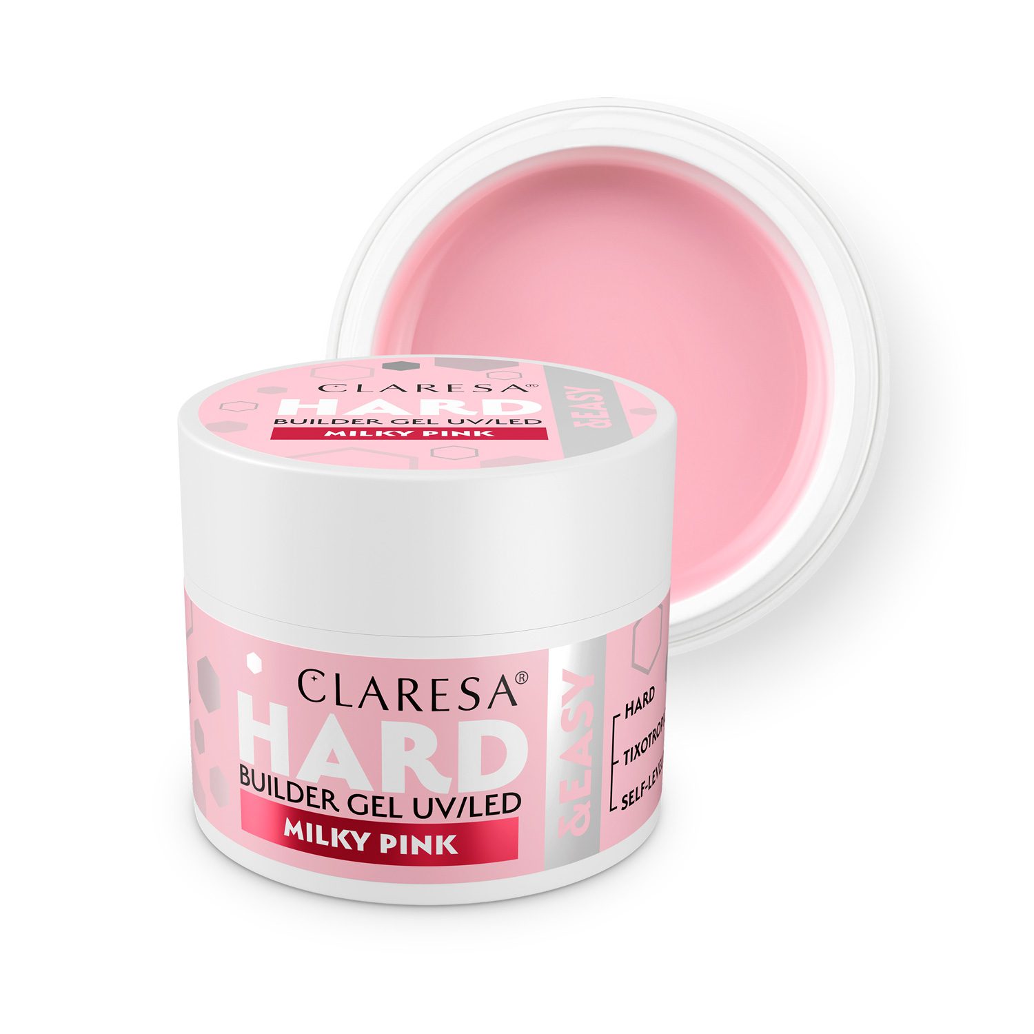 Claresa_HARD&EASY_MILKY-PINK CLARESA HARD&EASY Builder Gel MILKY PINK 45gr - Image 1