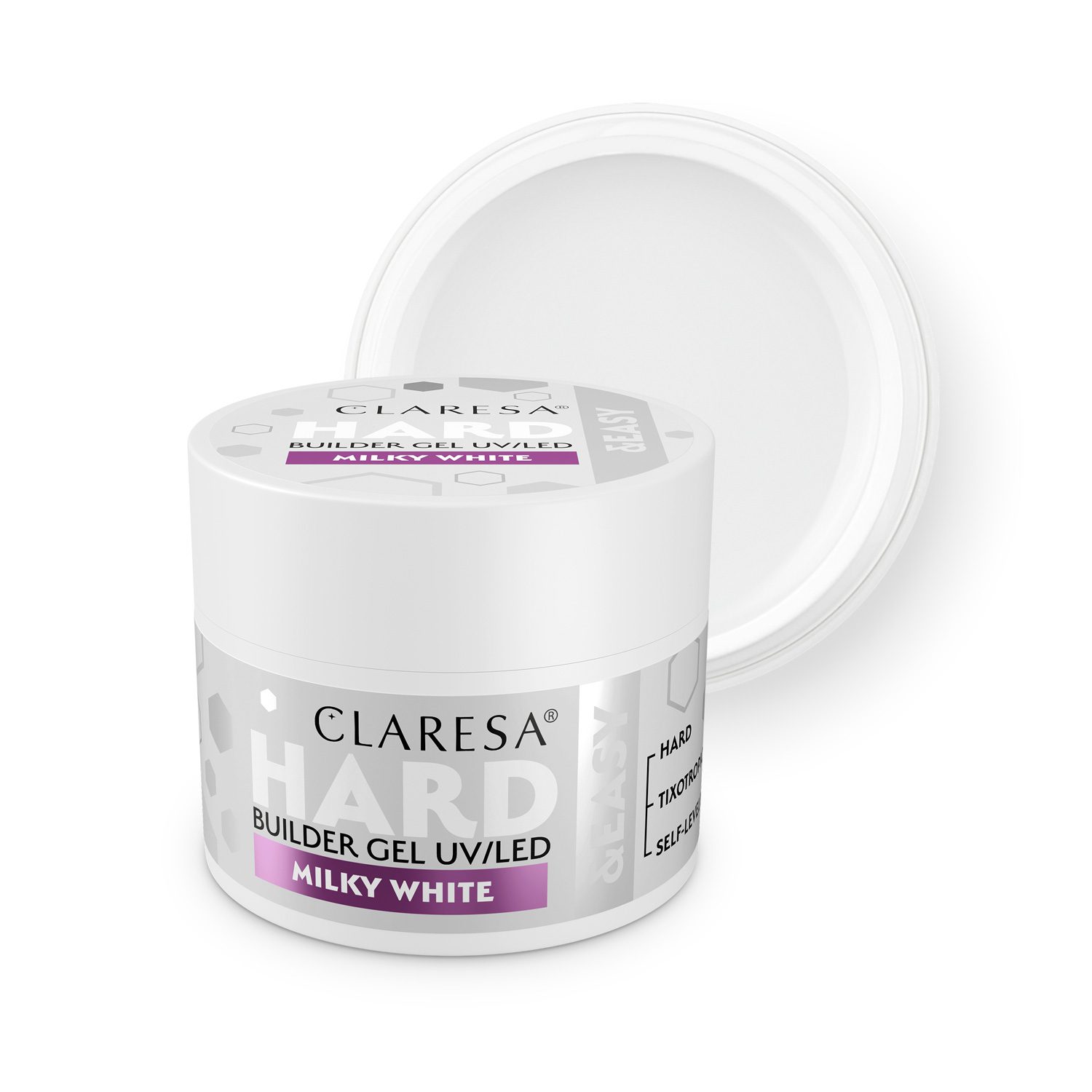 Claresa_HARD&EASY_MILKY-WHITE CLARESA HARD&EASY Builder Gel MILKY WHITE 12gr - Image 1