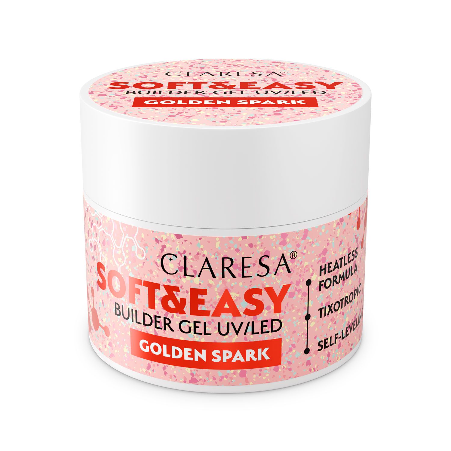 Claresa_SOFT&EASY-GOLDEN-SPARK_v2 CLARESA SOFT & EASY BUILDER GEL GOLDEN SPARK 12gr - Image 1