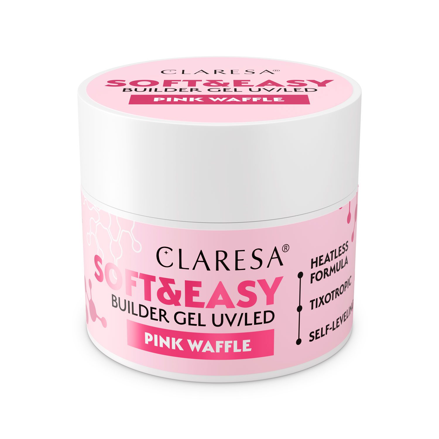 Claresa_SOFT&EASY-PINK-WAFFLE_v2 CLARESA SOFT & EASY BUILDER GEL PINK WAFFLE 12gr - Image 1